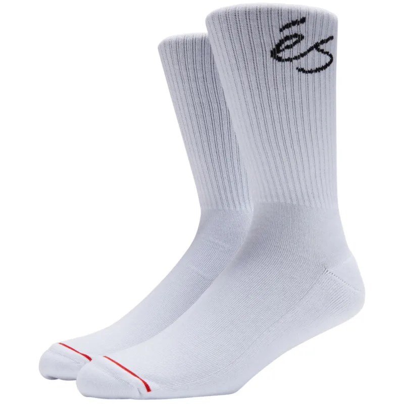 eS Script Crew Socks - White sold by CCS