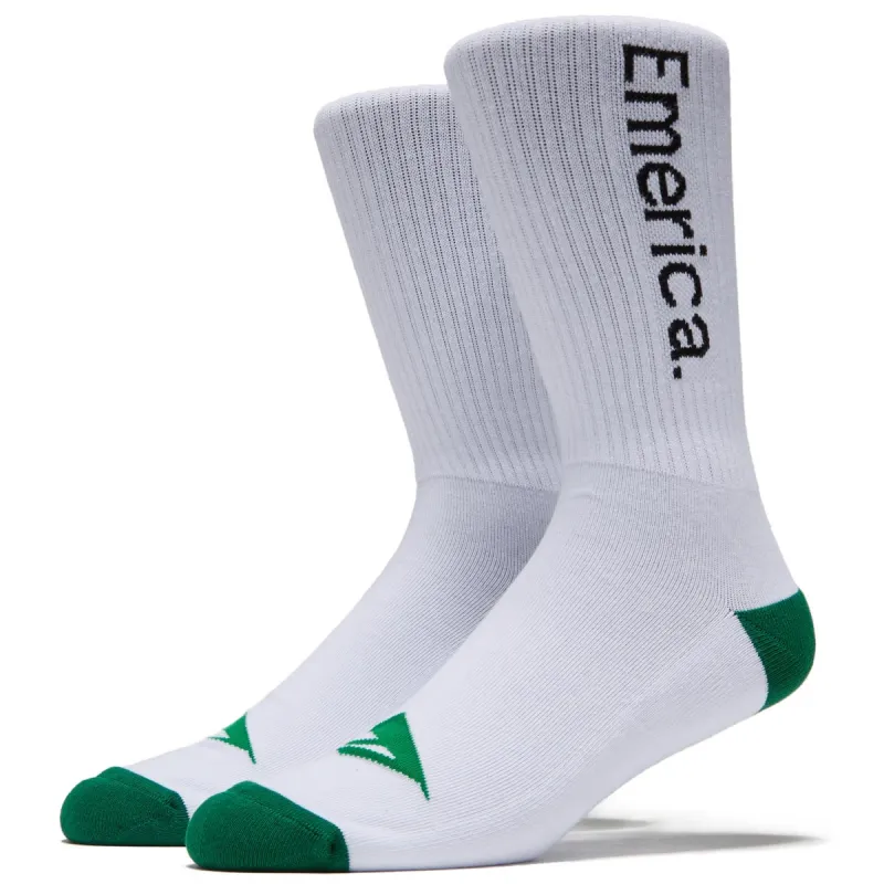Emerica Pure Crew Socks - White/Green made by Emerica
