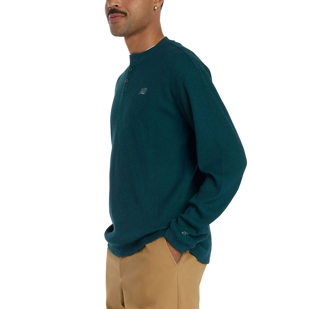 New Balance Numeric Waffle Knit Long Sleeve Henley Shirt - Medusa Green sold by CCS product image thumbnail 3