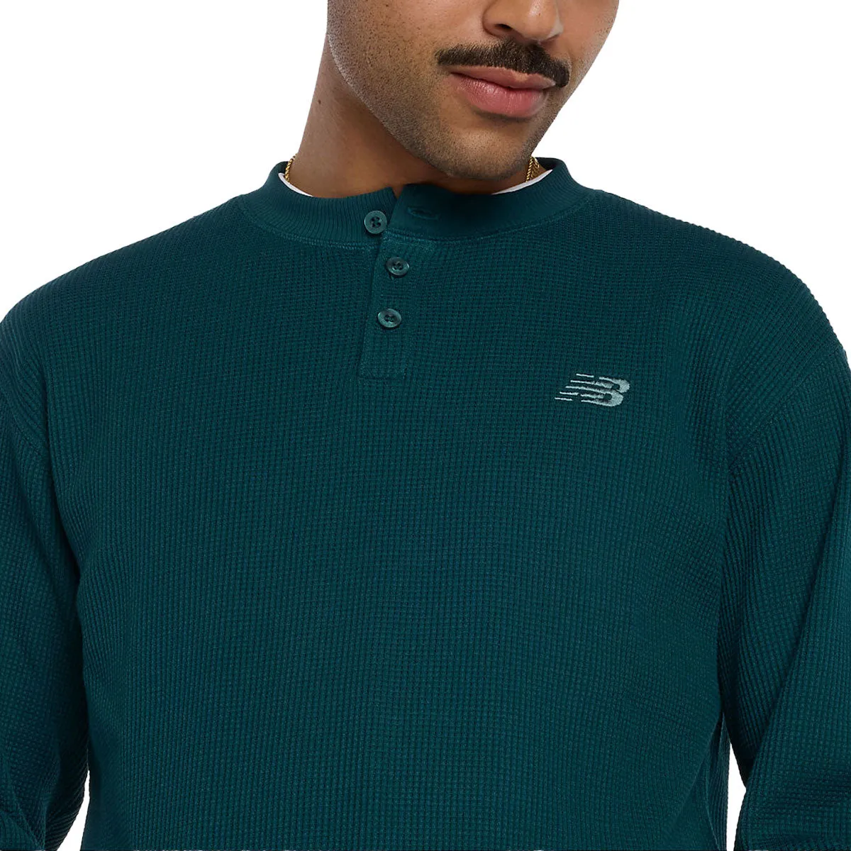 New Balance Numeric Waffle Knit Long Sleeve Henley Shirt - Medusa Green sold by CCS product image thumbnail 4
