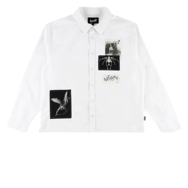 Welcome Bygone Oxford Patches Long Sleeve Shirt - White made by CCS