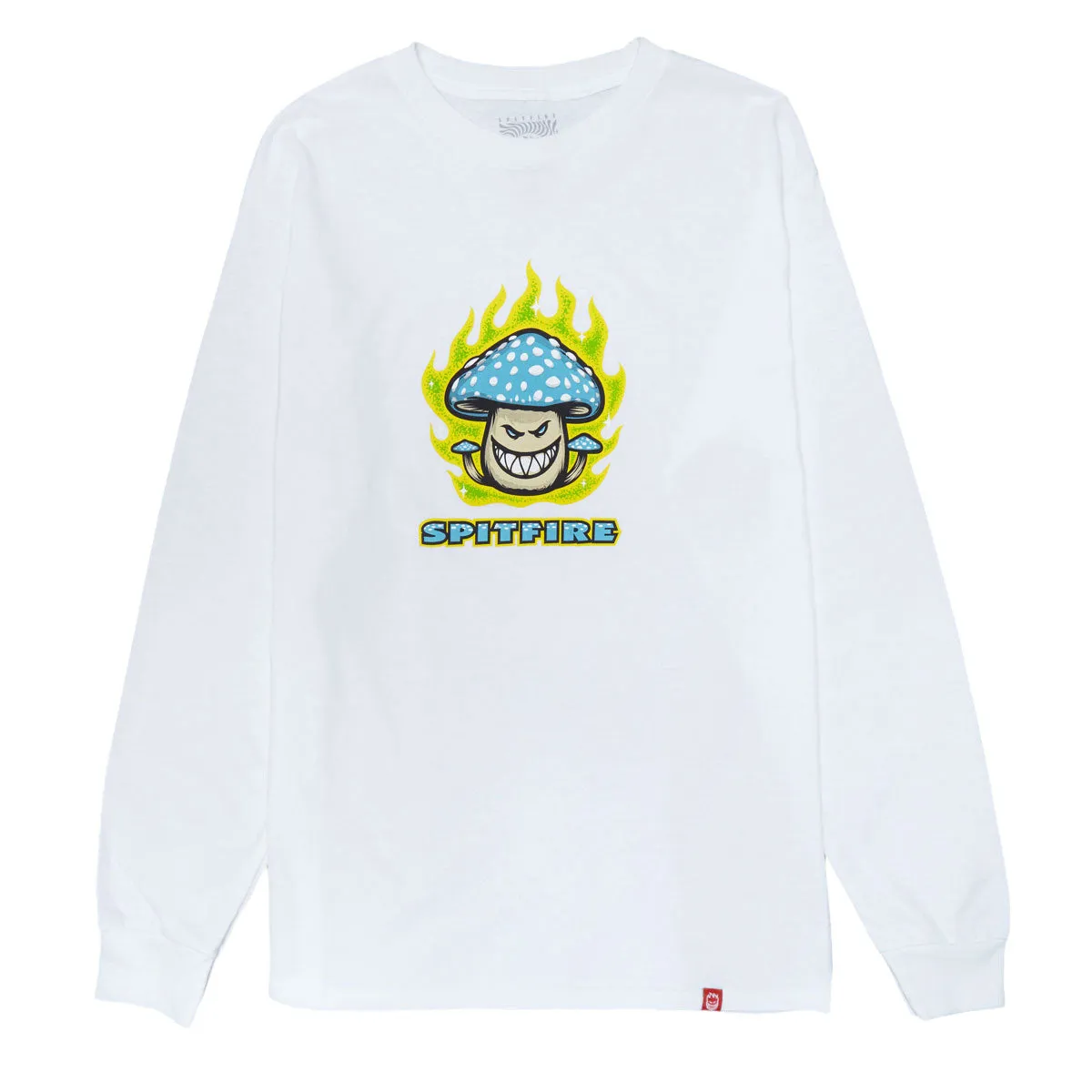 Spitfire Mushroom Bighead Long Sleeve T-Shirt - White/Multi Color sold by CCS