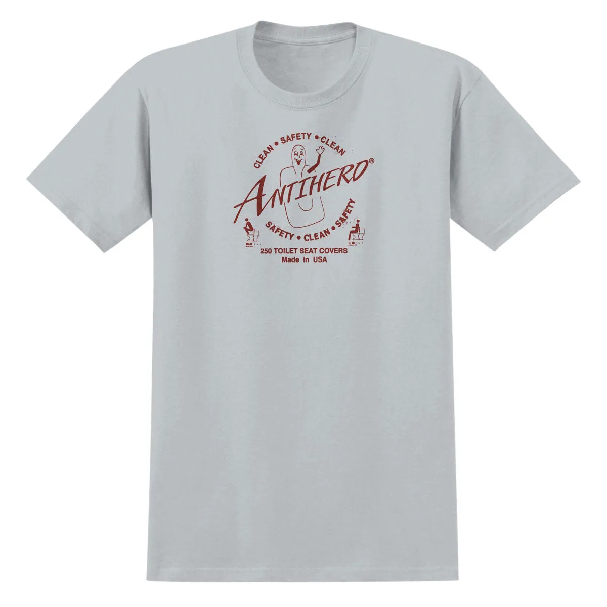 Anti-Hero Clean Safety T-Shirt - New Silver/Burgundy sold by CCS