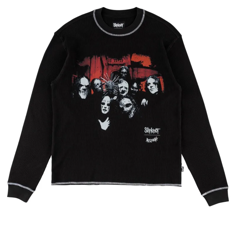 Welcome x Slipknot Masks Contrast Stitch Long Sleeve Thermal Shirt - Black/White made by CCS