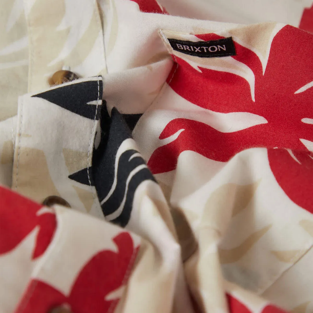 Brixton Charter Print Shirt - Off White/Black/Red Palm Floral sold by CCS product image thumbnail 5