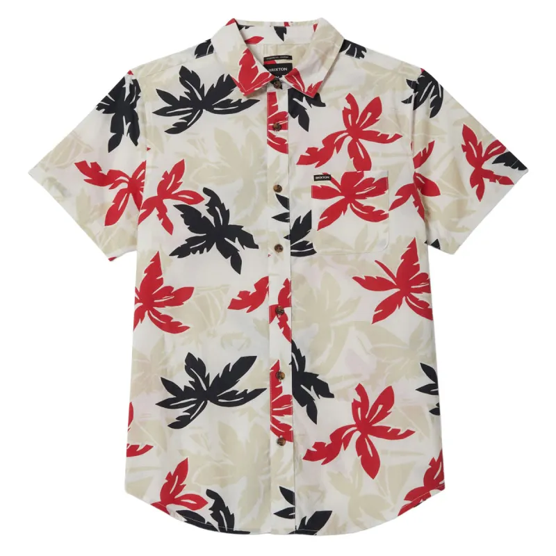 Brixton Charter Print Shirt - Off White/Black/Red Palm Floral made by Brixton