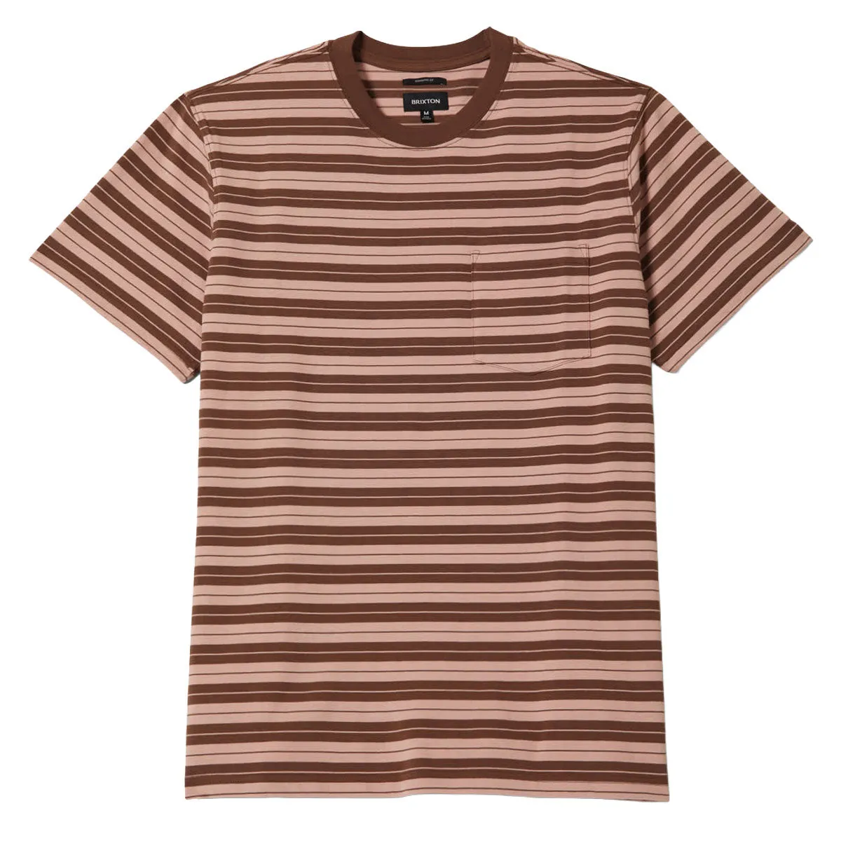 Brixton Nova Stripe Pocket T-Shirt - Pinecone Brown/Silver Pink Worn Wash sold by CCS