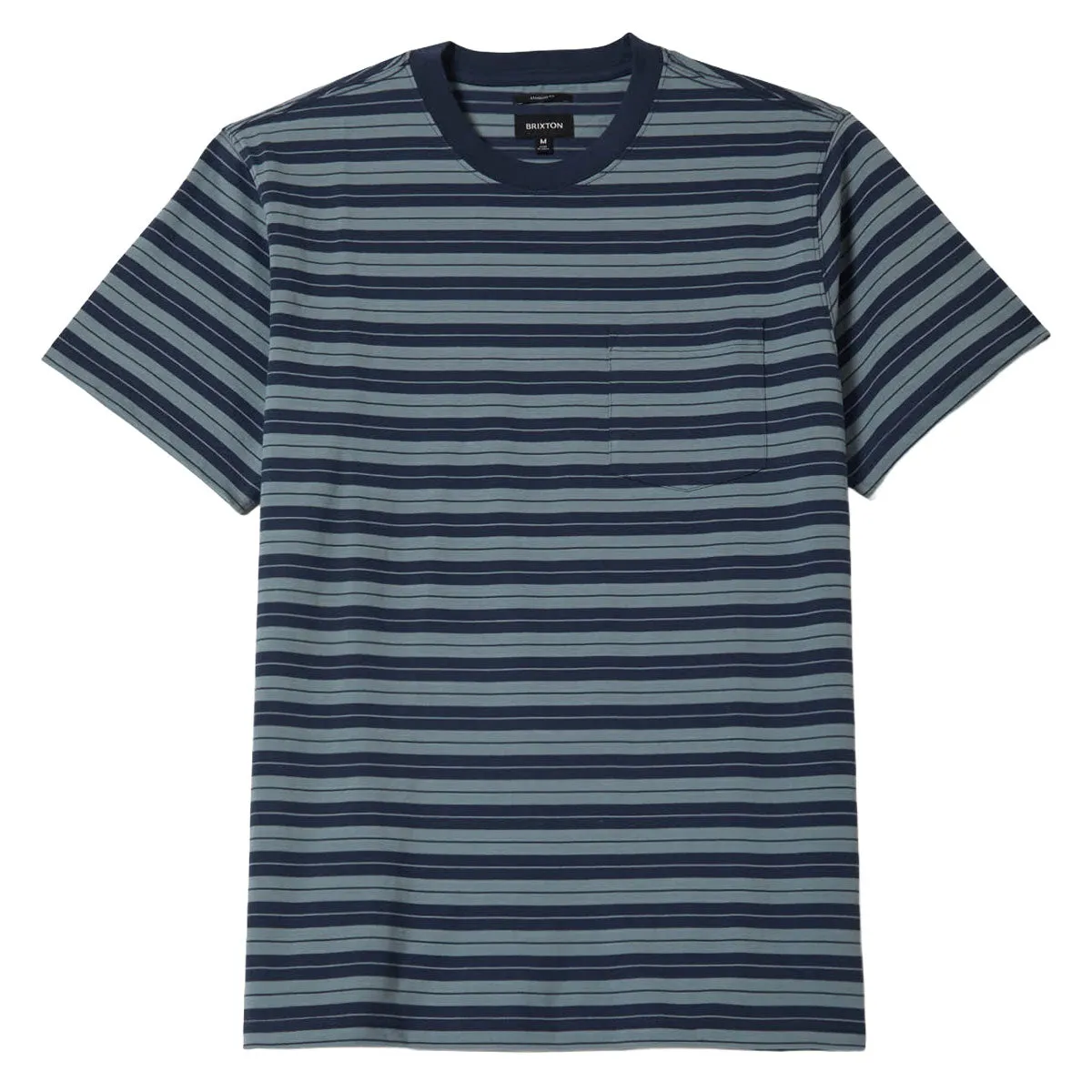 Brixton Nova Stripe Pocket T-Shirt - Midnight Blue/Future Grey Worn Wash sold by CCS