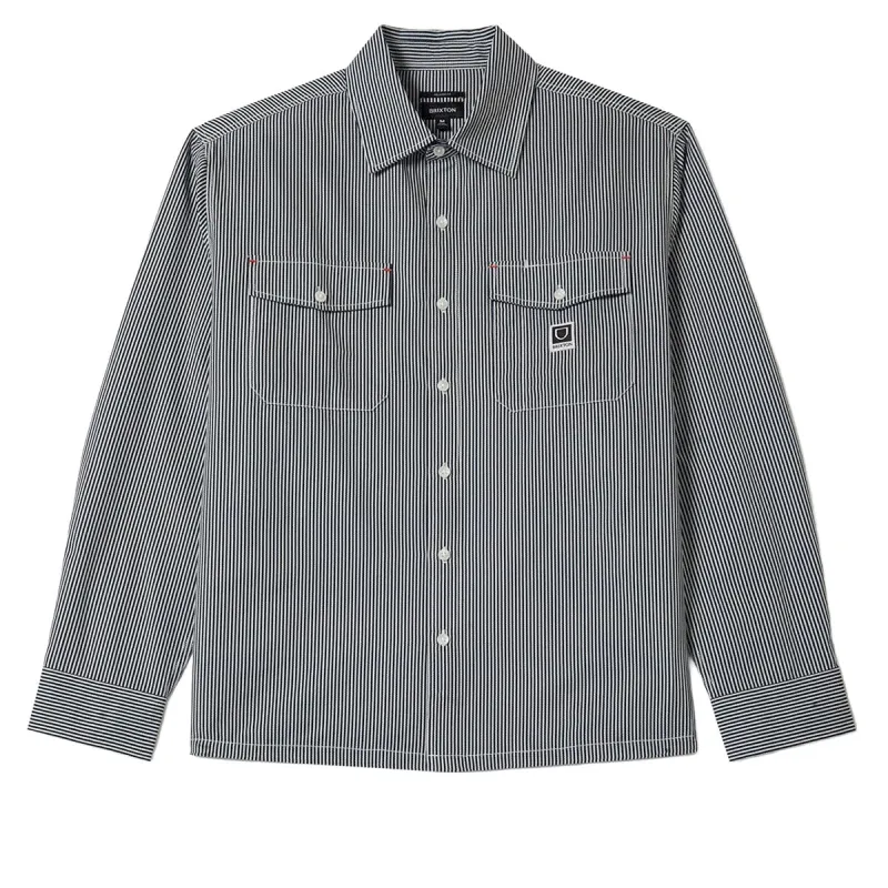 Brixton Journey Lightweight Long Sleeve Shirt - Navy/White Stripe made by Brixton