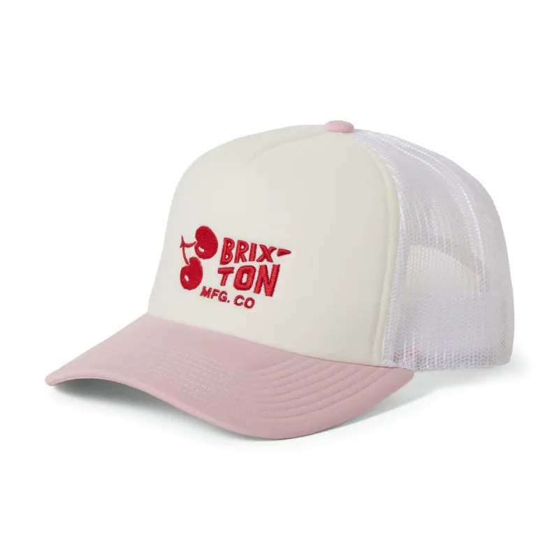 Brixton Cherry C Netplus MP Trucker Hat - Off White/Pink made by Brixton