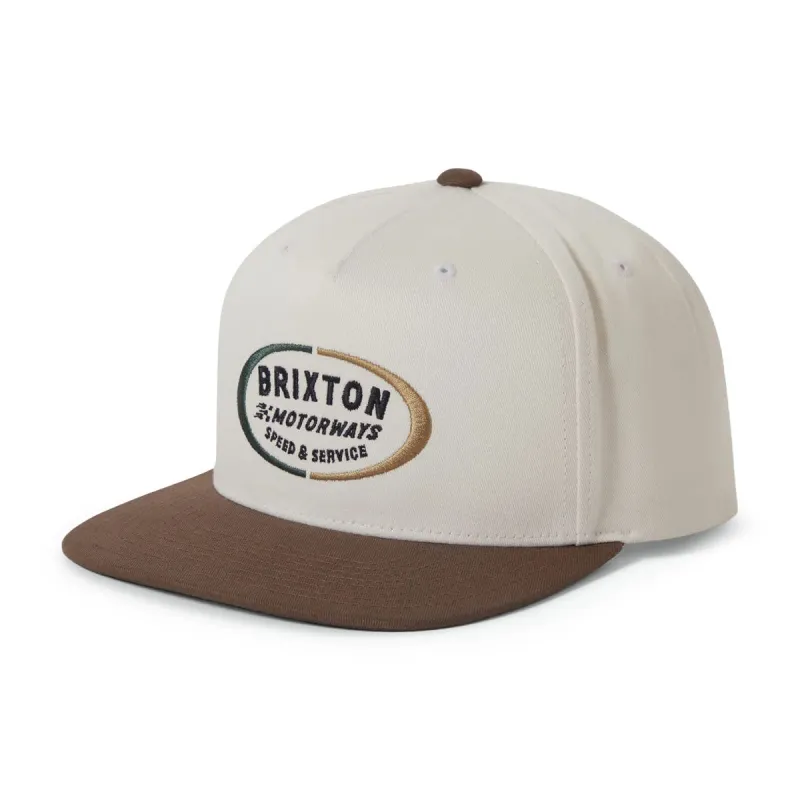 Brixton Rhett MP Snapback Hat - Off White/Pinecone Brown made by Brixton