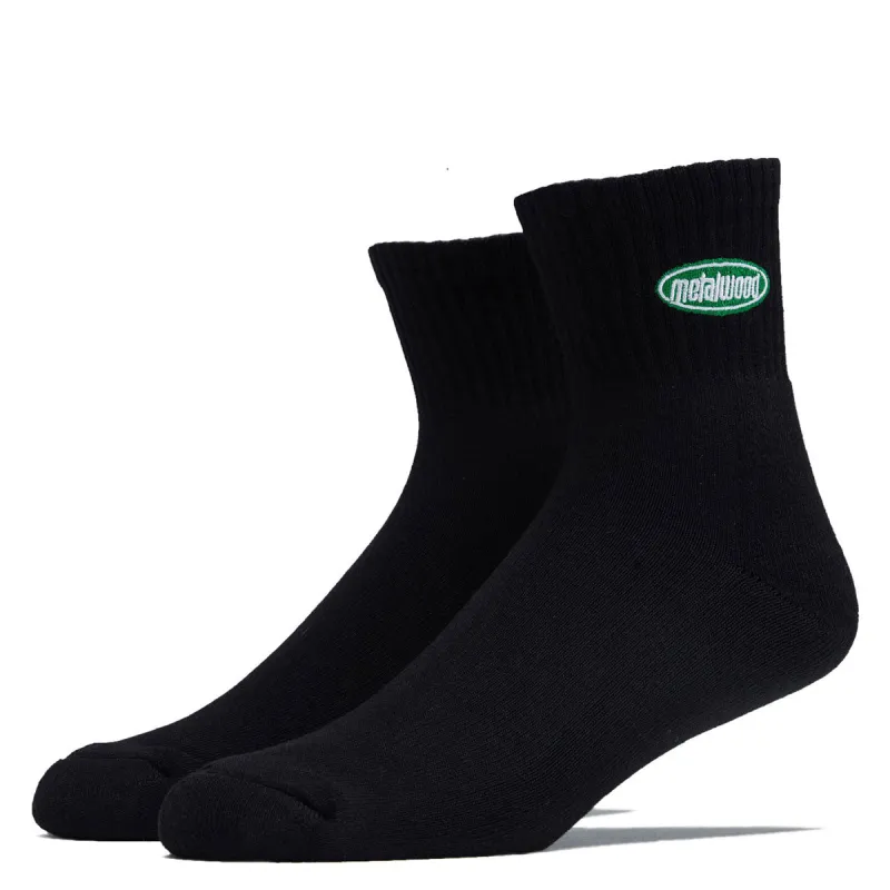 Metalwood Oval Logo Quarter Socks - Black made by Metalwood Studios
