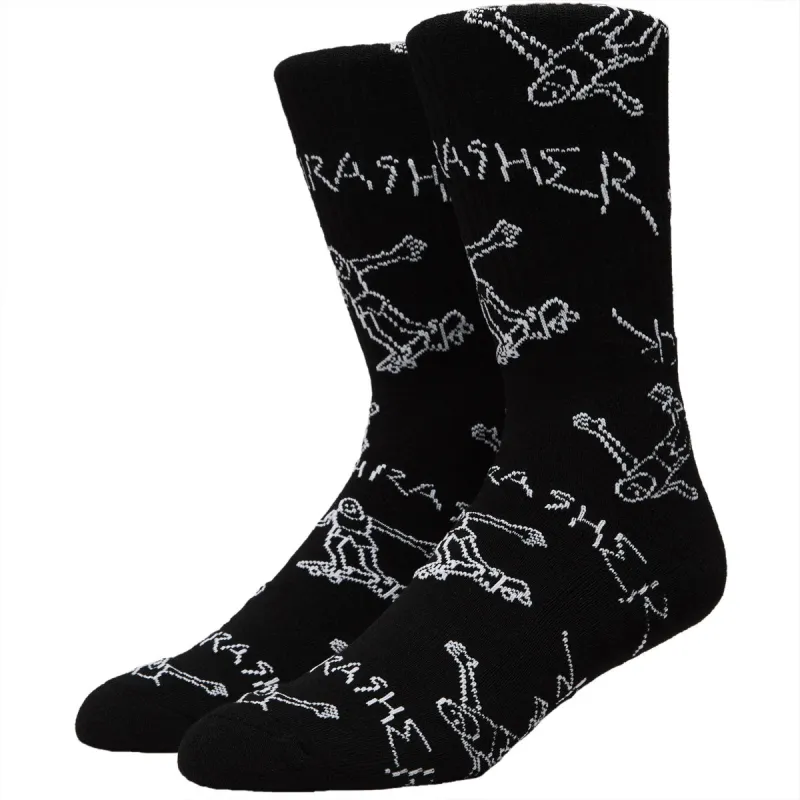Thrasher Gonz Logo Crew Socks - Black made by Thrasher