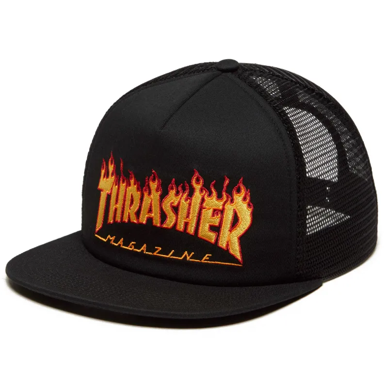 Thrasher Embroidered Flame Logo Hat - Black made by Thrasher
