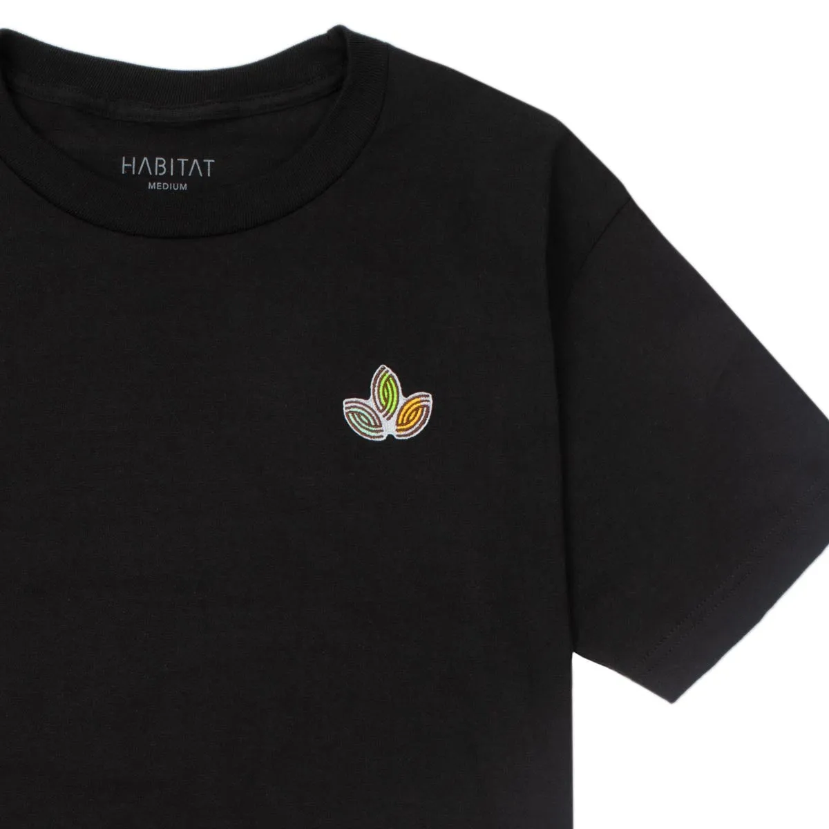 Habitat Leaves Embroidery T-Shirt - Black sold by CCS product image thumbnail 2