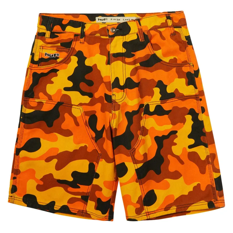 HUF Kinda Loose Double Knee Camo Shorts - Lava made by HUF