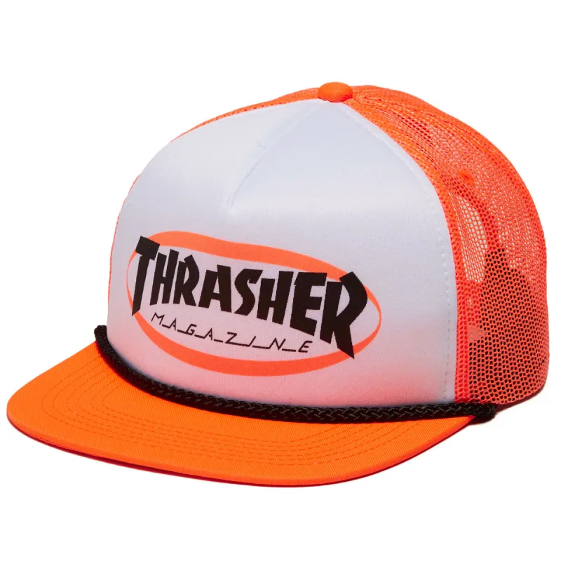 Thrasher Ellipse Mag Logo Trucker Rope Hat - Orange made by Thrasher