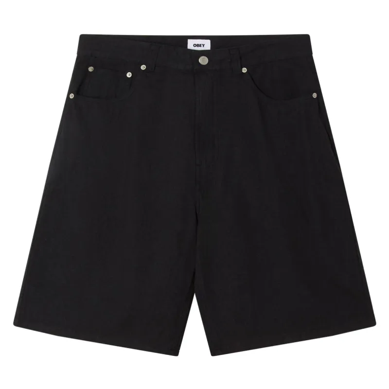Obey Baggy Linen Devin Shorts - Black made by Obey