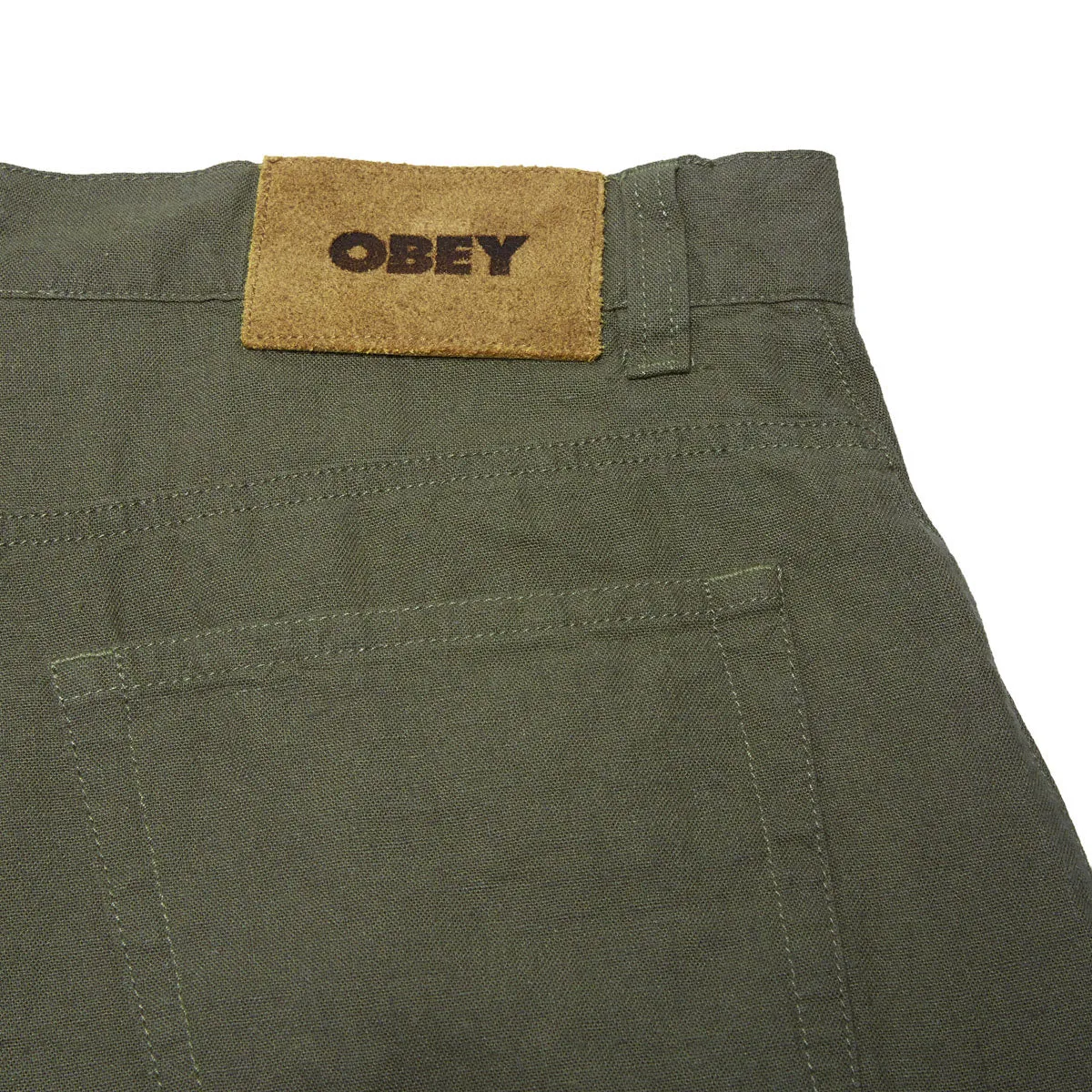 Obey Baggy Linen Devin Shorts - Smokey Olive sold by CCS product image thumbnail 4