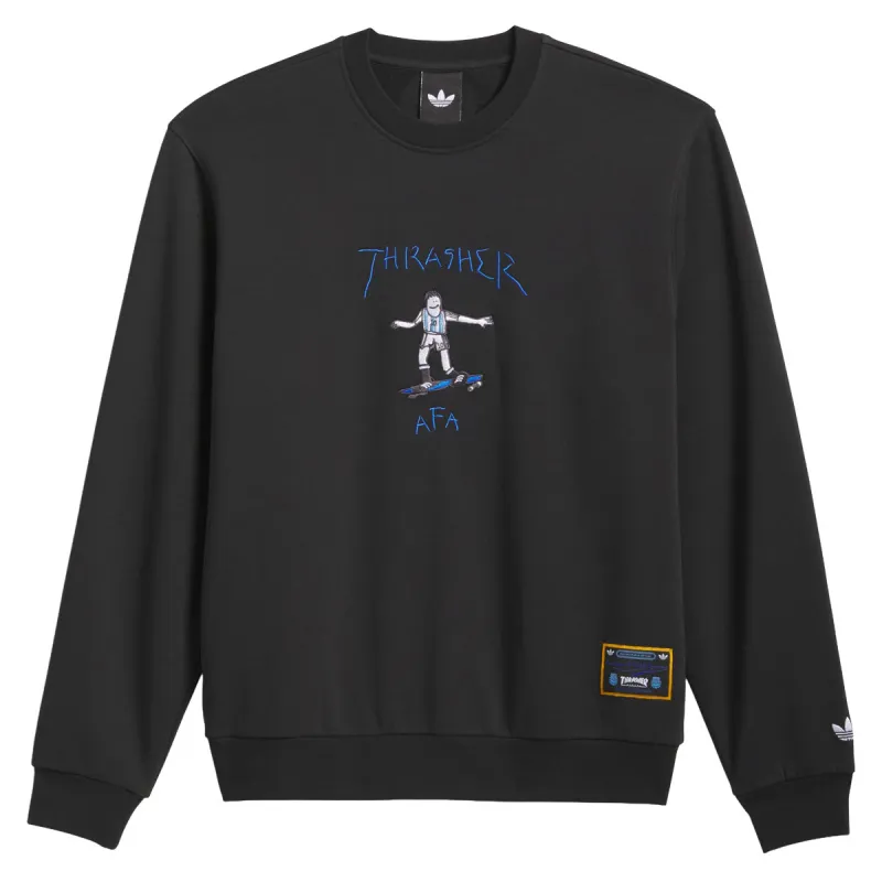 Adidas x Thrasher x AFA Crew Sweatshirt - Black made by Adidas