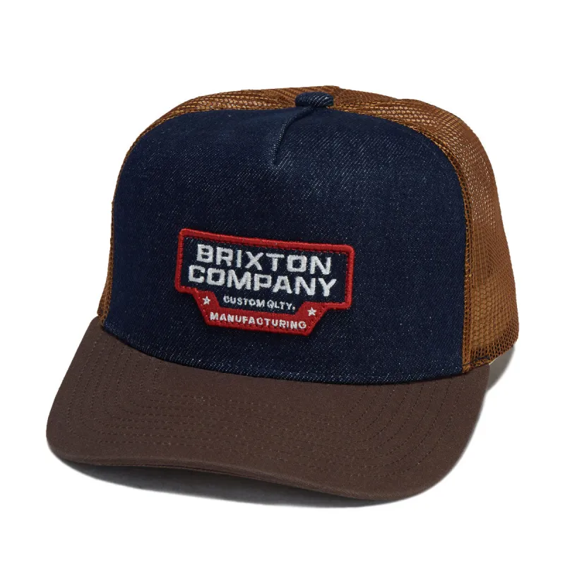 Brixton Reeves Trucker Hat - Washed Denim/Caramel made by Brixton