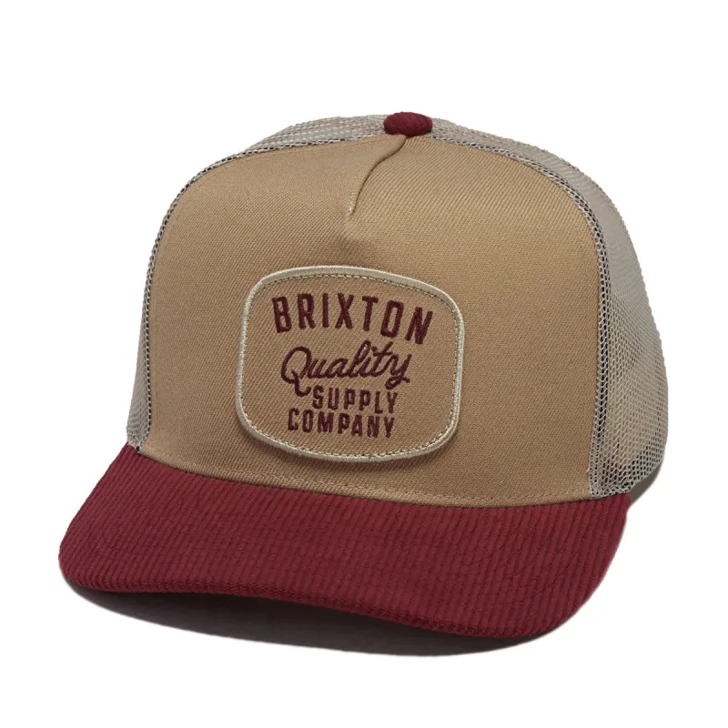 Brixton Hubal C Mp Trucker Hat - Oatmeal/Dark Brick Corduroy made by Brixton