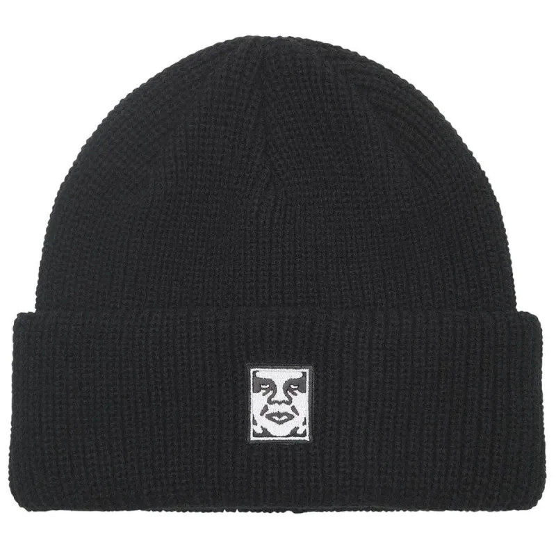 Obey Mid Icon Patch Cuff Beanie - Black made by Obey
