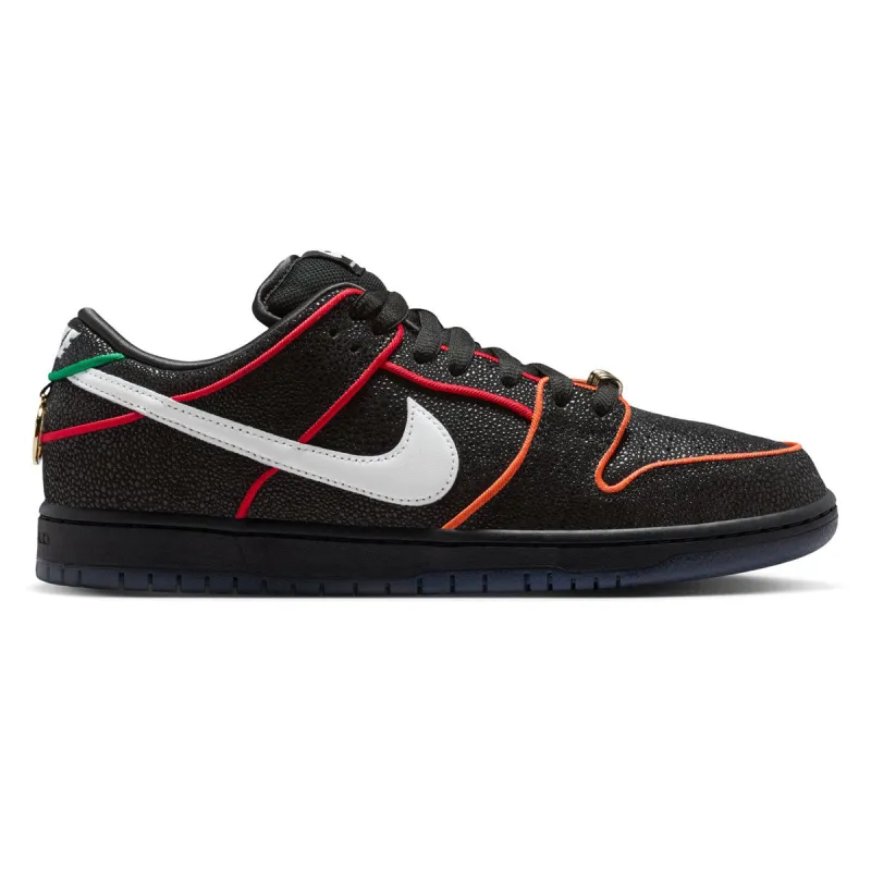 Nike SB Bronx Girls Skate Dunk Low Pro Shoes - Black/White/Challenge Red/Total Orange made by Nike