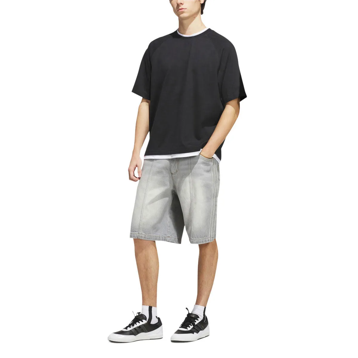 Adidas Tyshawn Washed Denim Shorts - Grey sold by CCS product image thumbnail 3