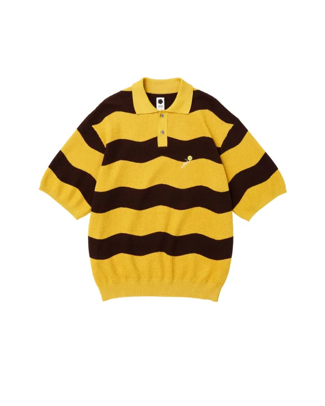 Wavy Stripe Polo Shirt made by Vowels