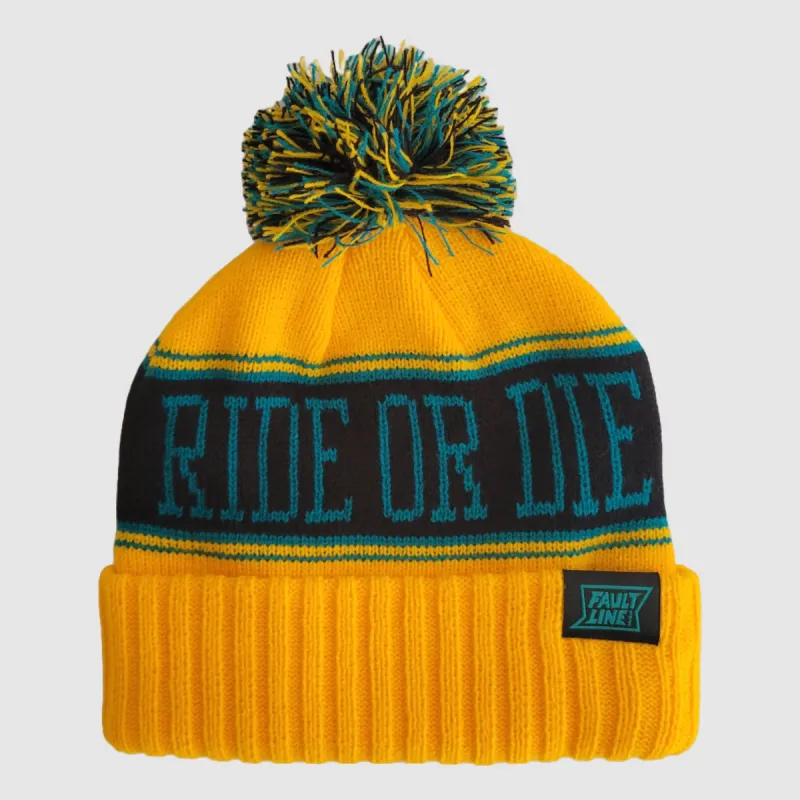 Ride or Die Beanie - Gold/Teal sold by Faultline395