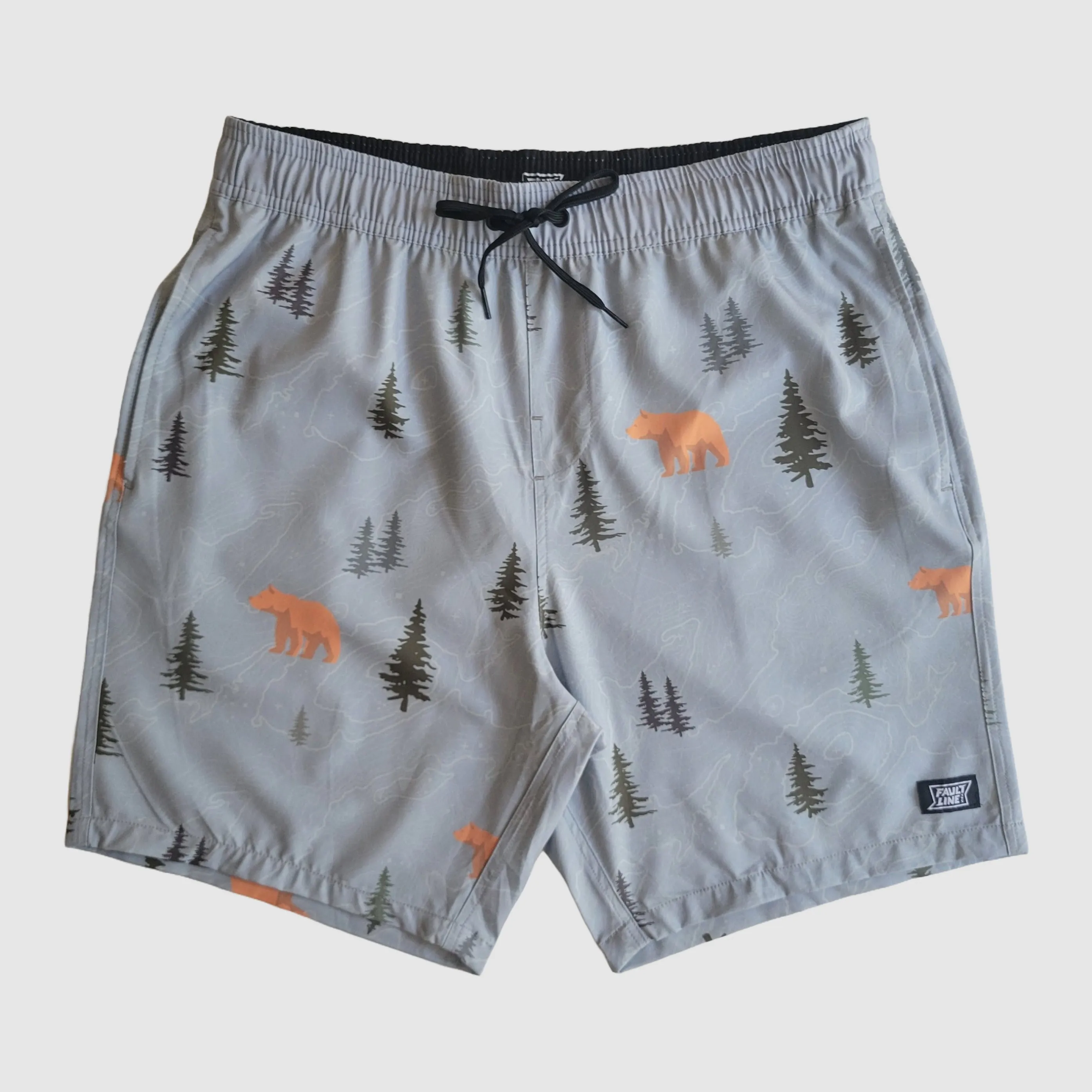 Langley Stretch Short - Grey Bear Print sold by Faultline395