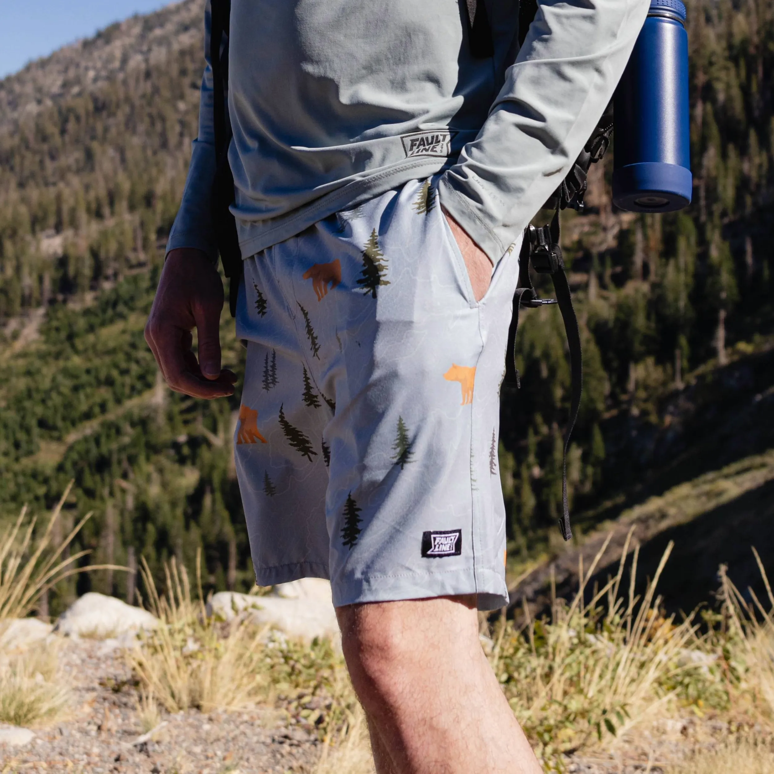Langley Stretch Short - Grey Bear Print sold by Faultline395 product image thumbnail 2