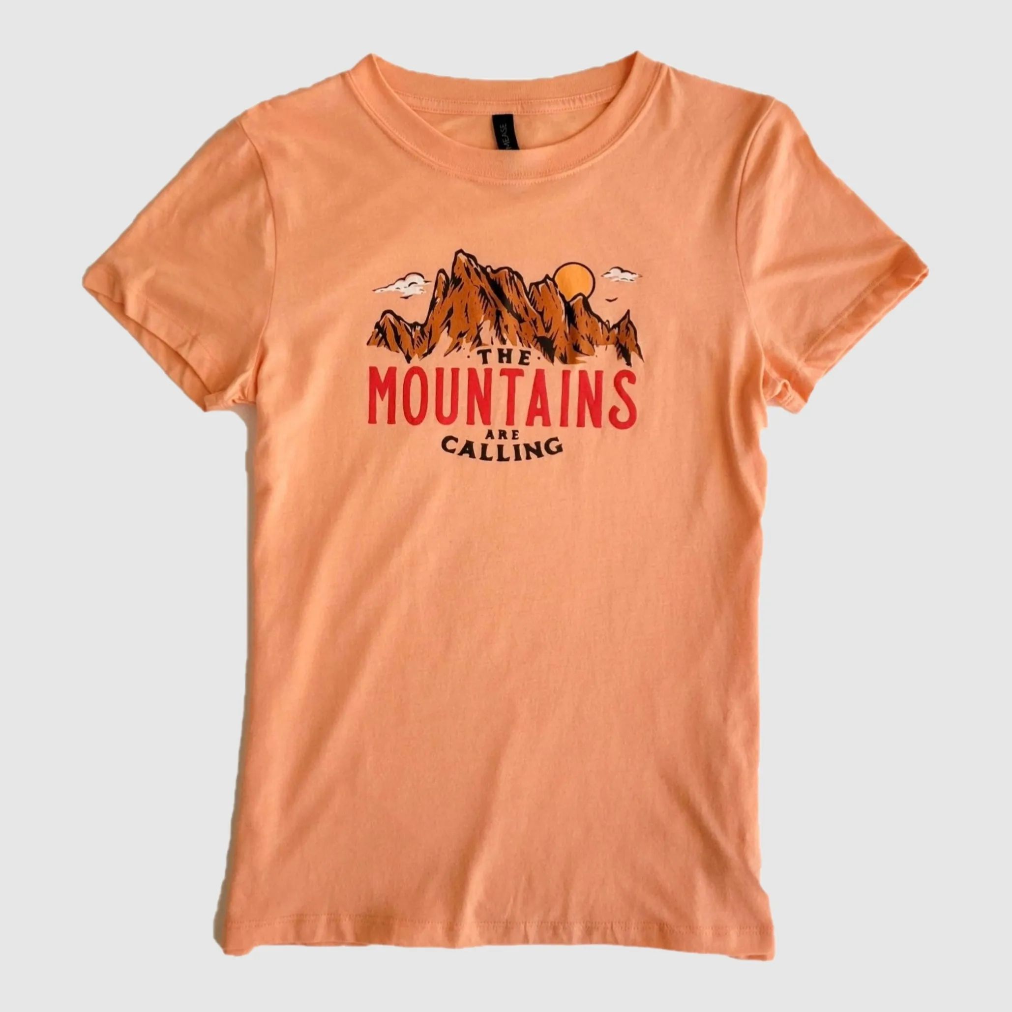 Women's Mtns Are Calling Tee - Peach sold by Faultline395