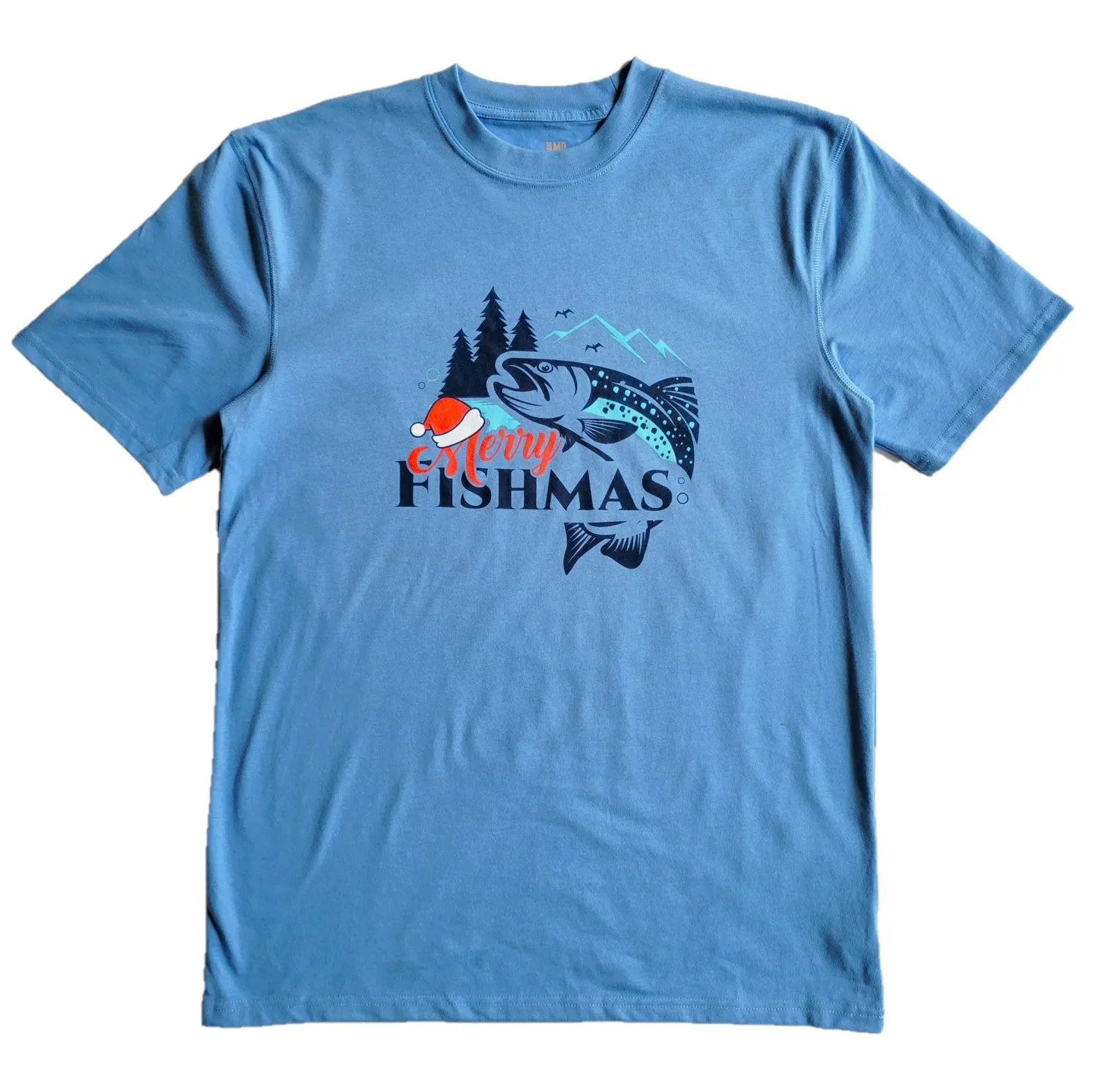 Merry Fishmas 2L Trail Tee - Sky Blue sold by Faultline395