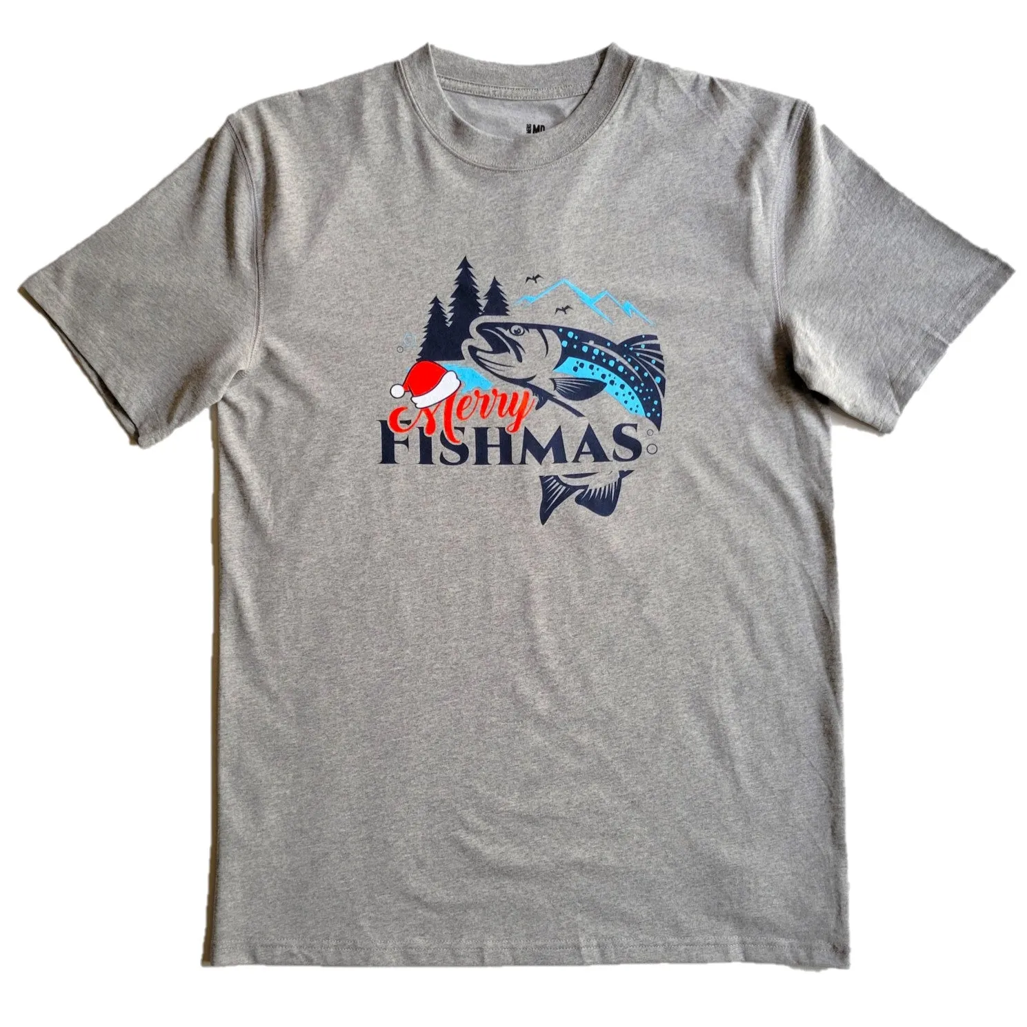 Merry Fishmas 2L Tee - Heather Grey sold by Faultline395