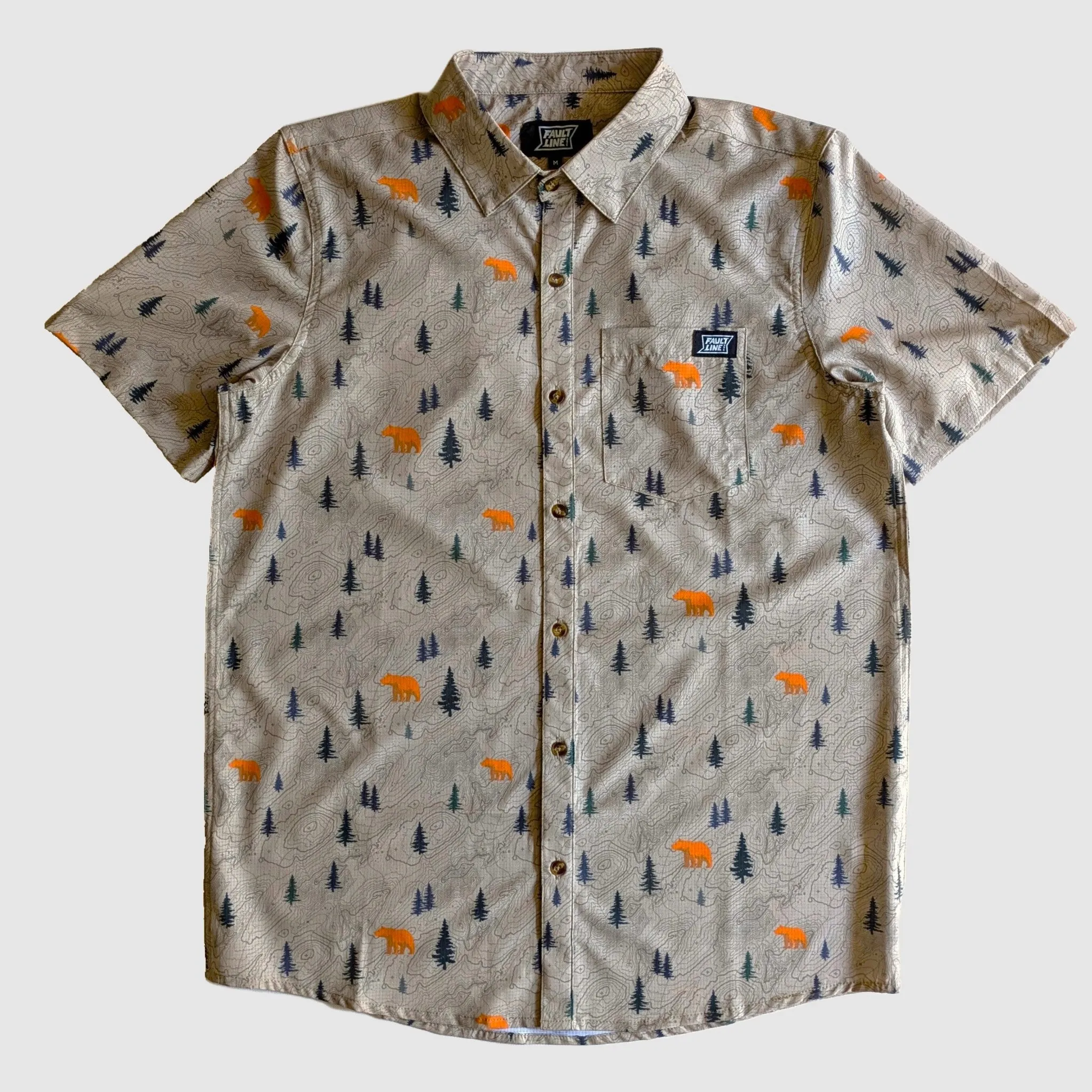 Langley Tech Button Up Shirt - Khaki/Bear sold by Faultline395