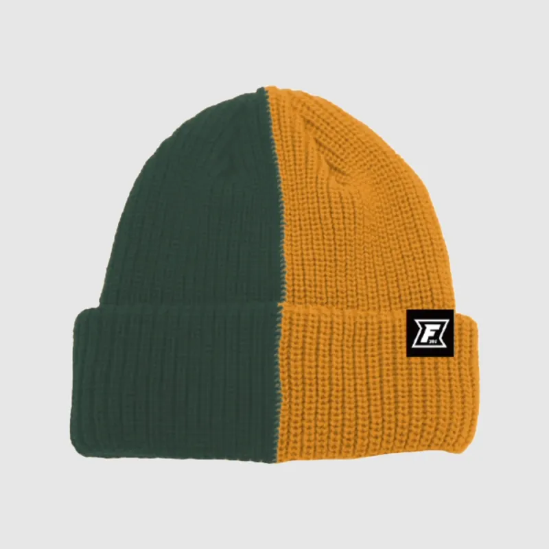 2-Tone Split Color Beanie - Forest/Gold sold by Faultline395