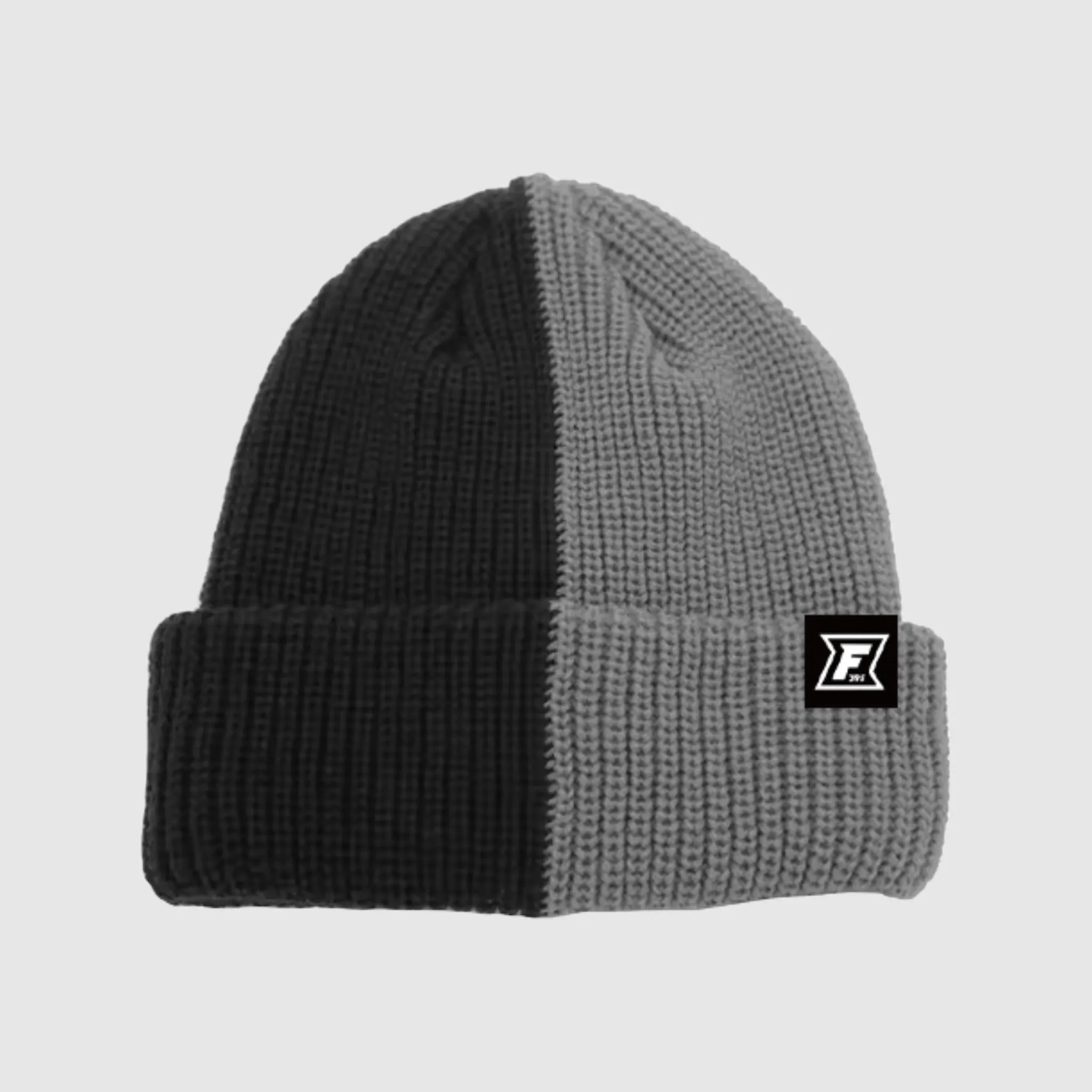 2-Tone Split Color Beanie - Black/Gray sold by Faultline395
