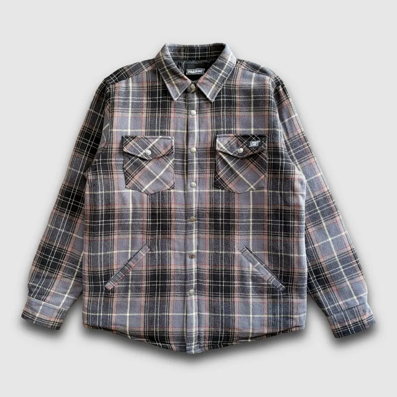 Juniper Insulated Flannel Shacket - Gray/Black/Tan made by Faultline395