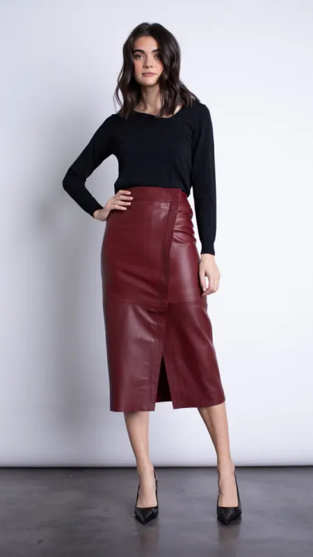 Romina Leather Midi Skirt sold by Isola Rancho Santa Fe
