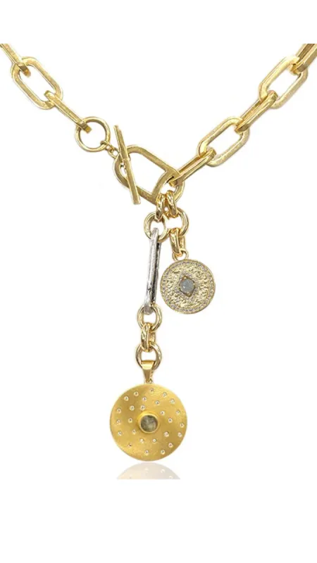 Brushed Gold Rico Bar Rondo Toggle Necklace sold by Isola Rancho Santa Fe