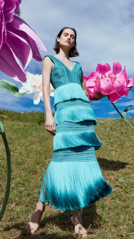 Plunging Fringe Midi Dress sold by Isola Rancho Santa Fe