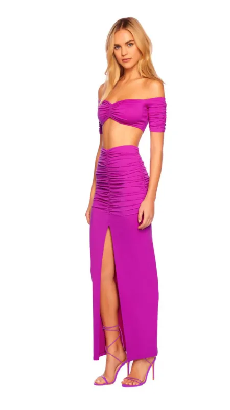 Gathered Slit Front Skirt sold by Isola Rancho Santa Fe