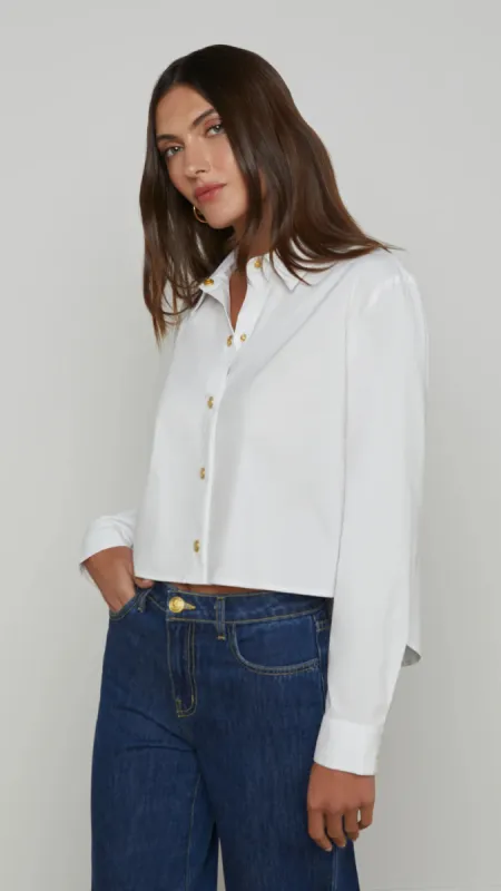 Cosette Crop Button Down sold by Isola Rancho Santa Fe