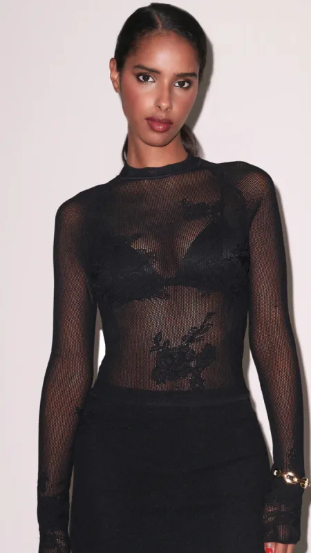 Lace Pointelle Long Sleeve Top sold by Isola Rancho Santa Fe