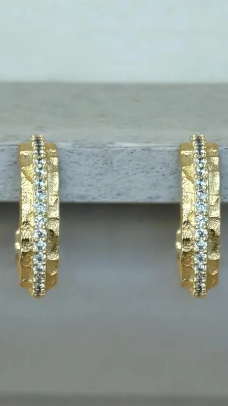 Gold Mini Egy Crystal  Thin Hoops sold by Isola Rancho Santa Fe