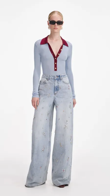 Blue Viscose Knit Bodysuit sold by Isola Rancho Santa Fe