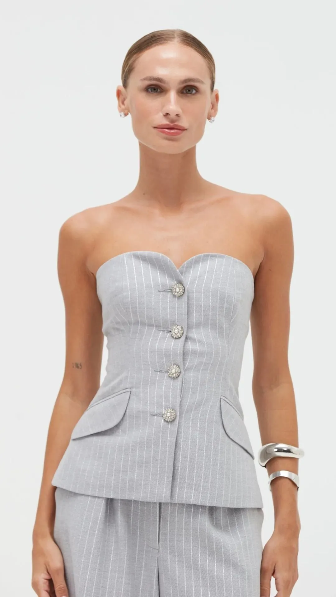 Metallic Pinstripe Strapless Top sold by Isola Rancho Santa Fe product image thumbnail 2
