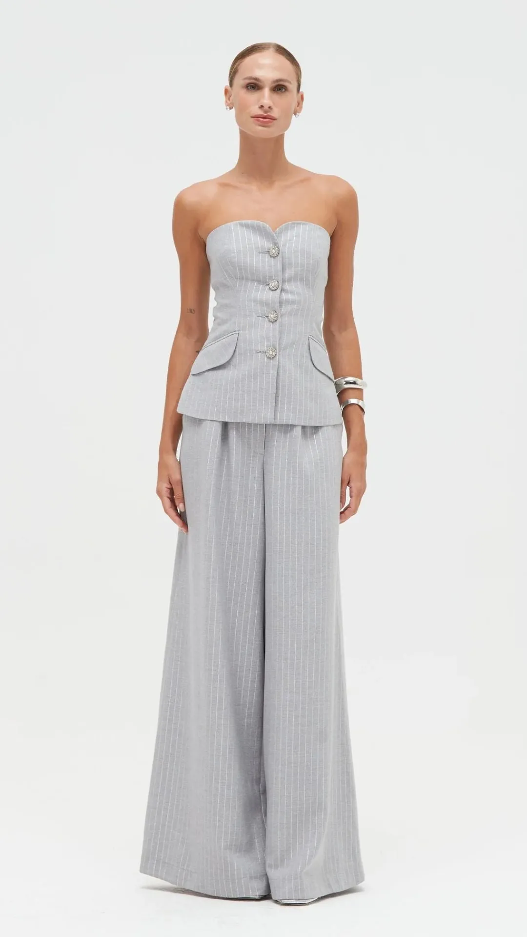 Metallic Pinstripe Strapless Top sold by Isola Rancho Santa Fe